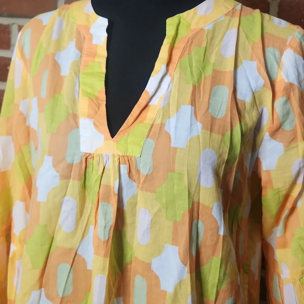 J. Crew Yellow and Orange Retro Top, Size Small - Picture 2 of 9